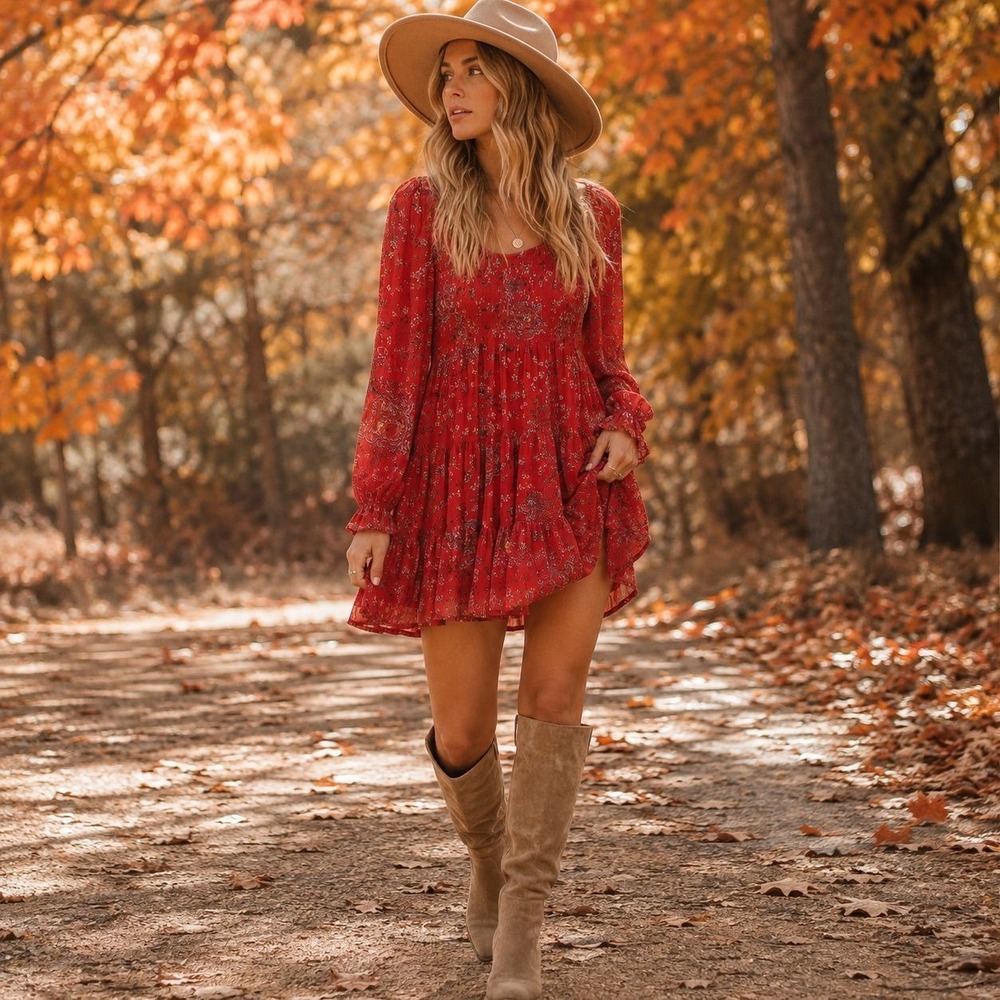 Patrons of Peace Boho Dress Womens Small Floral Smocked